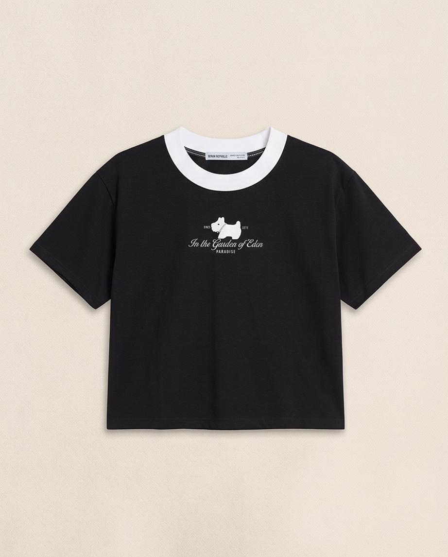 Playera crop con estampado minimalista de Mujer